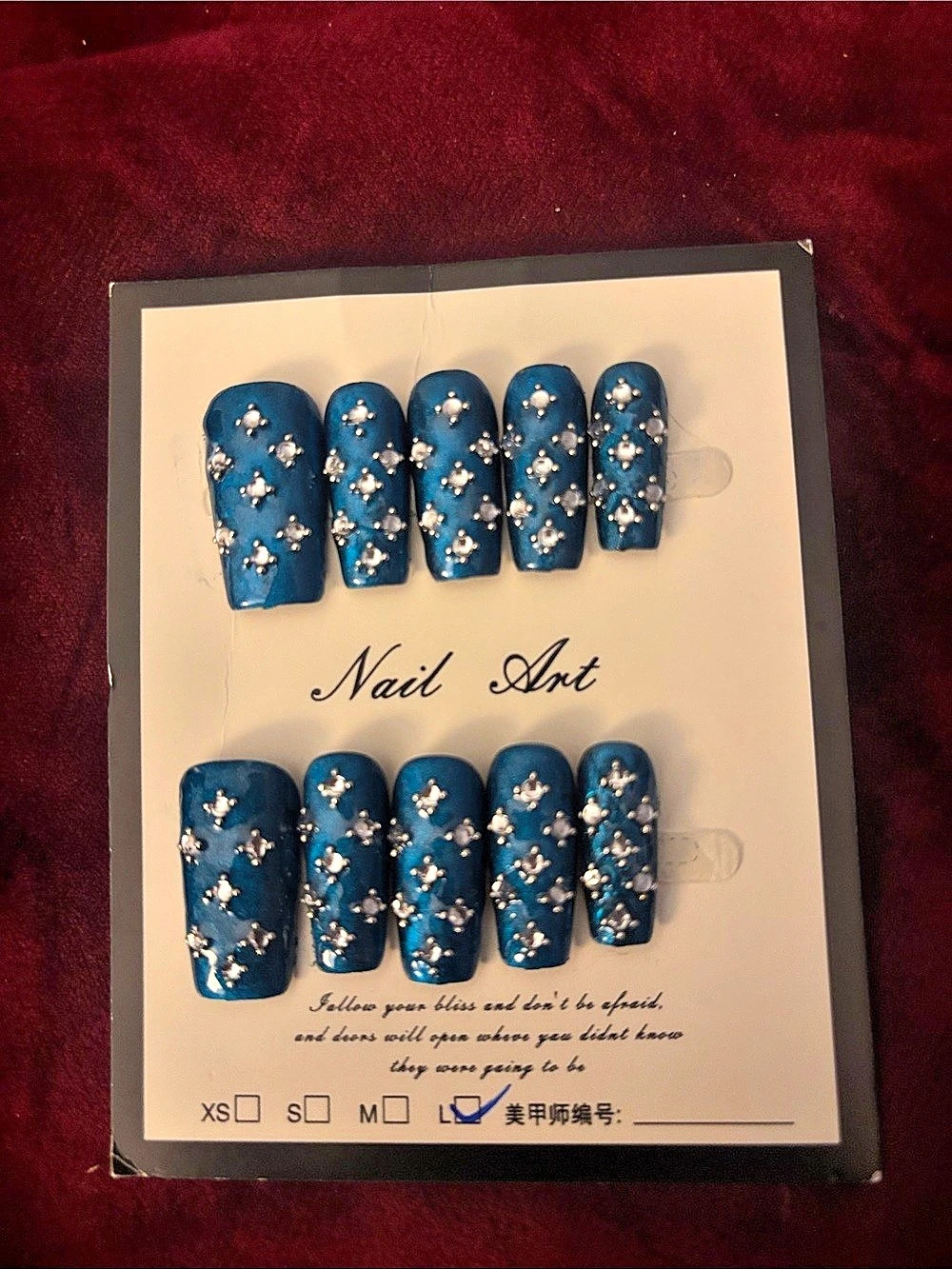 Blue & Silver Floral Press-On Nails
